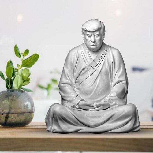 Mediating Zen Trump Statue Garden Decor Figurine Table Ornament Pastoral Crafts Ornaments Trump Buddha Statue Unique Gift
