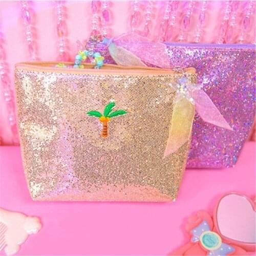 Milkjoy Shell Unicorn Cosmetics Bag Kawaii Laser Glitter Makeup Storage Bag Travel Toiletries Organizer Box Coin Purse For Women