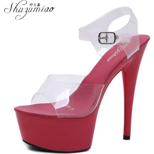 SHUZUMIAO Fashion Buckle Strap Super High Heel 15cm Summer Sexy Peep-toe Women Sandals Gladiator Party Club Sandalias Shoes