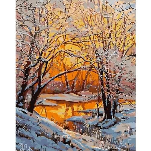 Painting By Number Sunset Landscape Picture for paint by numbers Oil Drawing DIY Craft Kits For Adults Home Wall Art Decoration