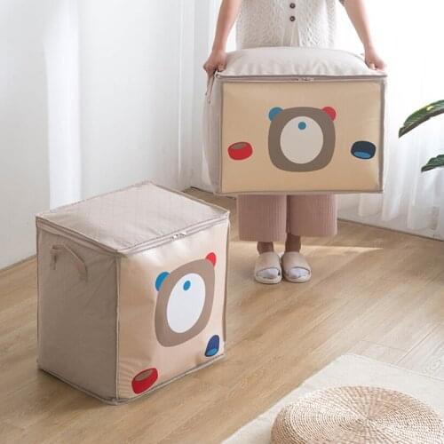 Non-woven Foldable Storage Box Dirty Clothes Collecting Case with Zipper Moisture-proof Toys Quilt Bin Clear Window Organizer