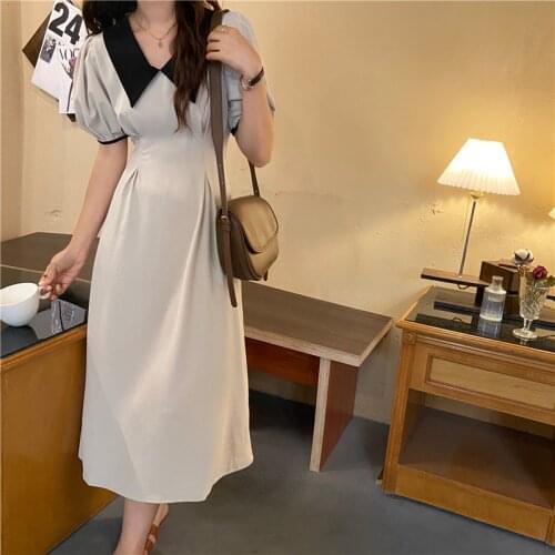 2021 New Flower Solid Summer Dress Evening Long Vintage Dresses Oversize Short Sleeve Beach Women Dress Robe Vestido Prom