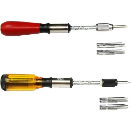 L21C Push-Pull Ratchet Screwdriver Semi-Automatic Adjustment Sp-iral Ratchet Screwdriver Red+Yellow Easy Disassembly