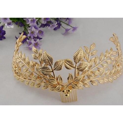 New Arrival 2017 Vintage Baroque Crown Golden Leaves Headwear Bridal Dresses European Wedding Veils Crown