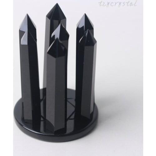Obsidian Seven-Star Compass Energy Meditation Column Crystal Set Decoration