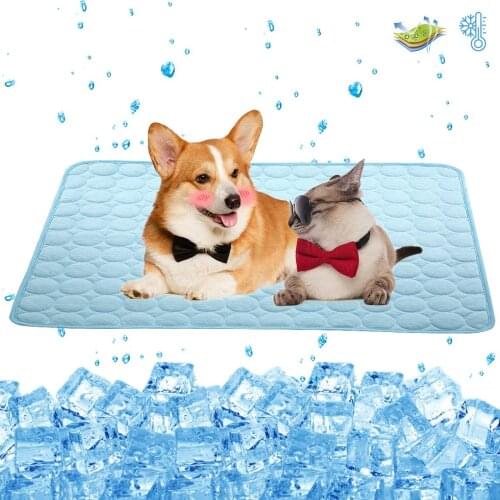 Dogs Summer Cooling Mat Pet Large Size Ice Silk Cool Bed Pet Cat Breathable Blanket Cushion Puppy Kitten Indoor Sofa Floor Mat