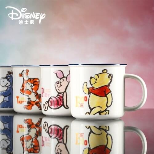 Authentic Disney Water Cup Ceramic Mug Cute Cartoon Water Cup Childrens Milk Cup Winnie the Pooh Series Cup Coffee Cup