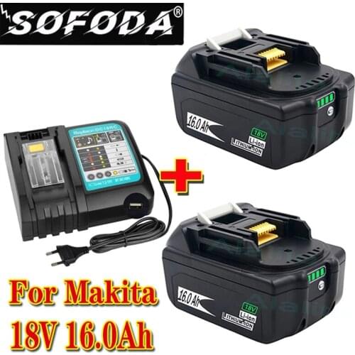 Original 18V16Ah Battery 16000mah Li-Ion Battery Replacement Power Battery for MAKITA BL1880 BL1860 BL1830battery+4A Charger