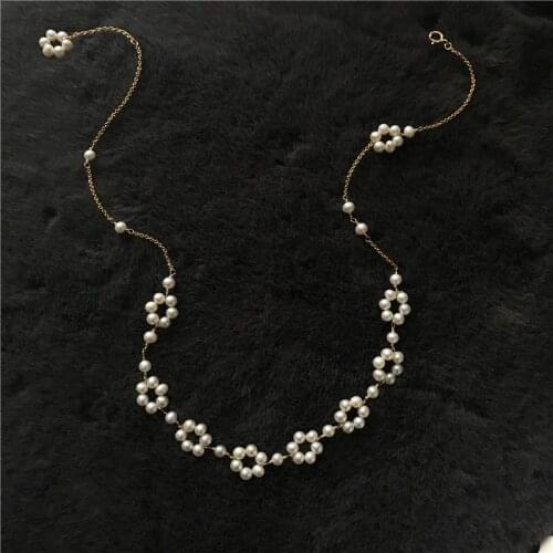 Freshwater Pearls Necklace Gold Filled Chocker Vintage Charm Jewelry Handmade Bijoux Femme Collier Boho Necklace for Women