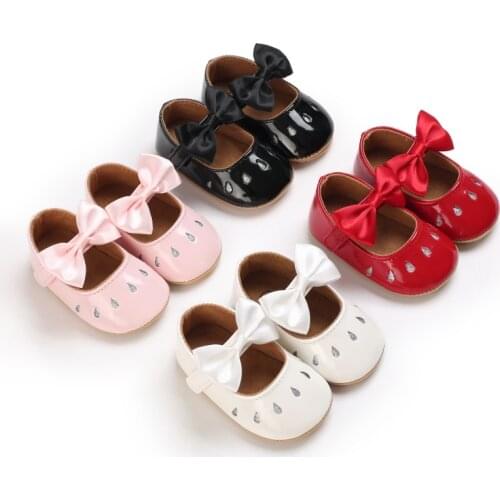 Baby Girl Toddlers Princess Dress Shoes, Shiny Leather Bowknot Mary Jane Flats with Non-Slip Soft Sole