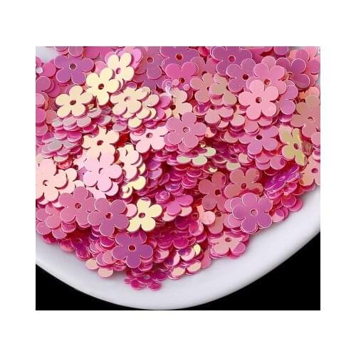 7mm Flat Flower Platting Golden Centre Hole Loose Sequin Paillette Sewing,Wedding Craft,Kids DIY Garment Accessory Rose Red