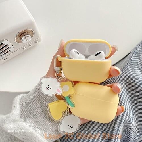 Cute Korean Flower Dog Silicone Cover for Apple Airpods 1 2 3 Case for AirPods Pro Accessories Headphone Charger Box Protect Box