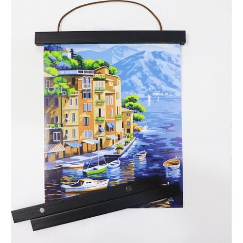 Hot Sell Natural Painting Photo Frame Magnetic Poster Hanger Teak Wood Hanger Frame Canvas Wall Art Craft Frame Art Hanger Kit