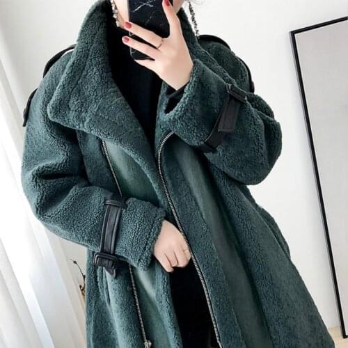 Fur Sheep Shearing Real Winter Coat Motorcycle Wool Jacket Women Clothes 2020 Manteau Femme BGS90972 YY2027