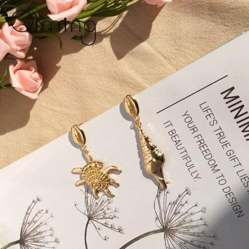 Natural Shell Drop Earrings Gold Geometric Earrings For Women Bohemian Sea Ocean Style Earrings Jewelry gift