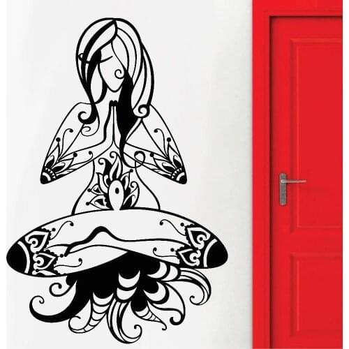 Meditation Woman Wall Stickers Yoga Buddhism Vinyl Art Wall Decals Home Decoration Accessories For Living Room Bedroom Z176