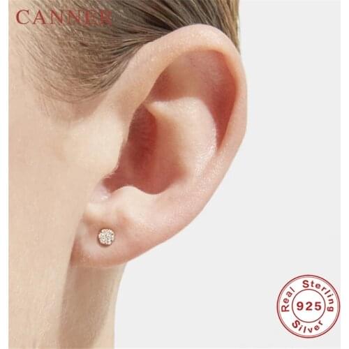 Minimalist Cute Zircon 925 Sterling Silver Stud Earrings for Women Simple Personality Geometric Studs Earings Fashion Jewelry