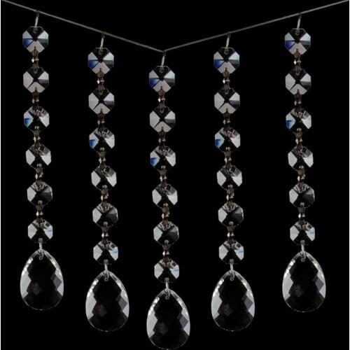 10pcs/lot FreeShipping, 6pcs 14mm octagon beads with 38mm crystal pendant for HANGING CRYSTAL GARLAND WEDDING STRAND