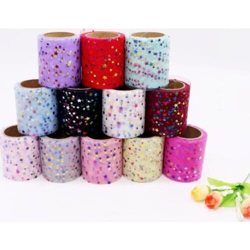 10Y/roll 6cm Star Tulle Confetti Glitter Tulle Baking Cake Topper Tutu Pom Bow Soft Star Tulle DIY Wedding Birthday Decoration
