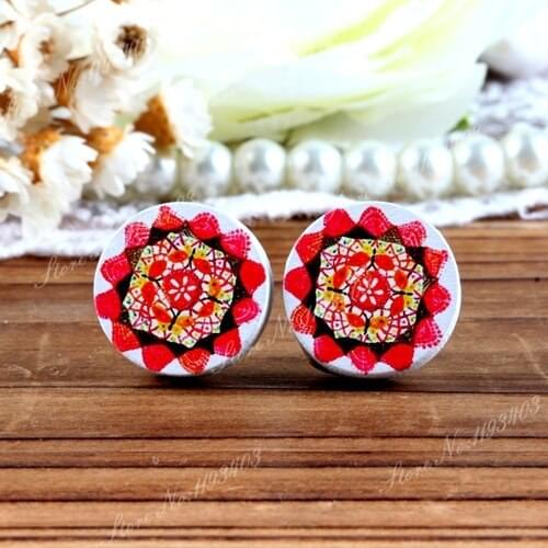 16mm Flower Round High Quality Photo Wood Laser Cut Cabochon to make Rings, Earrings, Bobby pin,Necklaces, Bracelets