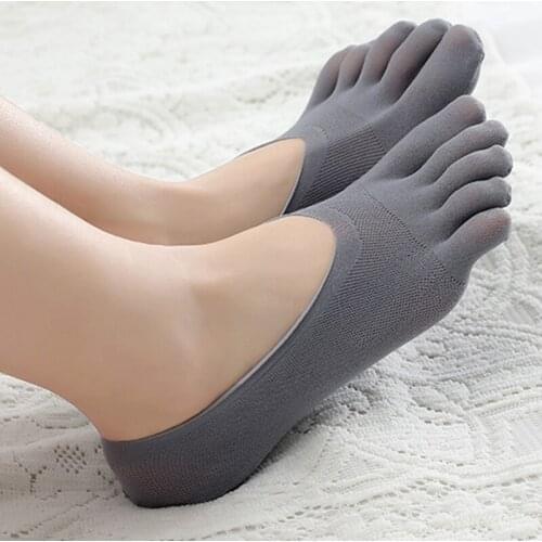 2/5 Pairs Women Summer Five-finger Toe Socks Female Ultrathin Funny Invisible Silicone Anti-skid Breathable Anti-friction Socks