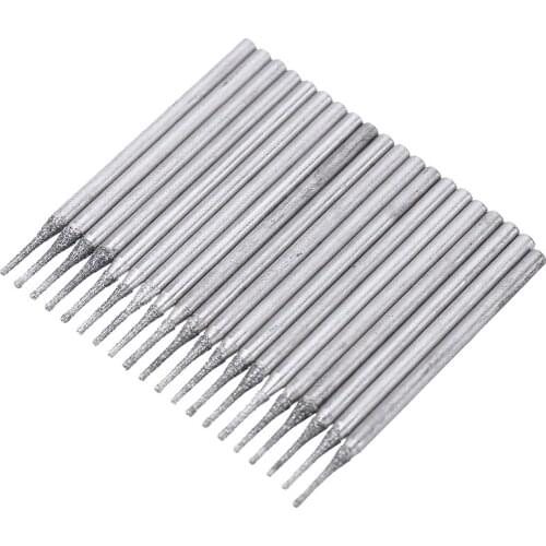 20pcs Diamond Coated Core Drill Solid Bits Hole Saw Cutter Needle Gems Glass Tile 1mm Hand Power Tool Accessories