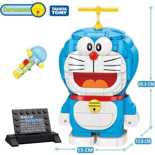2021 new jingle cat anime large Doraemon building block toy movie model building block girl boy toy gift