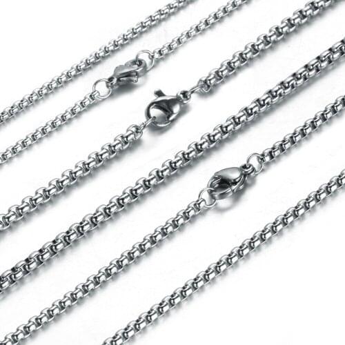 5pcs/10pcs/20pcs Wholesale Price 2/3/4/5mm 316L Stainless Steel Silver Color Unisex Rolo Box Chain Necklace DIY Jewelry 16"-40"