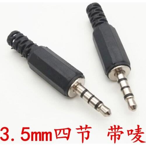 5pcs 3.5mm 4 Poles Audio Plug 3.5mm Plug Headphone Connector microphone black DIY welding head