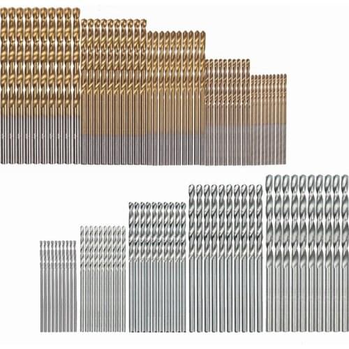 50Pcs Titanium Coated Drill Bit High Speed Steel Drill Bit Straight Shank Drill Twist Drill 1 / 1.5 / 2 / 2.5 / 3MM