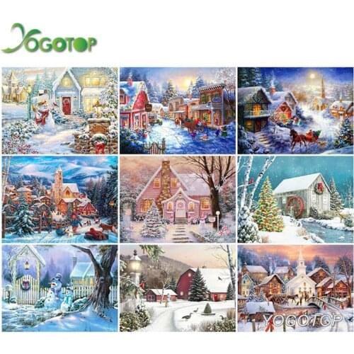 5D Diy Diamond Painting Landscape Diamond Embroidery Winter snow Full Mosaic Rhinestones Christmas Decoration For Home YY1776