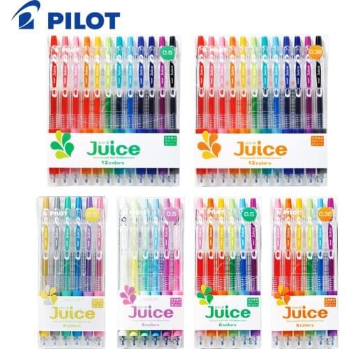 6Pcs/12Pcs Japan Pilot Juice Color a Press Gel Pen Set LJU-10EF 0.5mm/0.38mm Quick-Drying Ink With Bright Colors