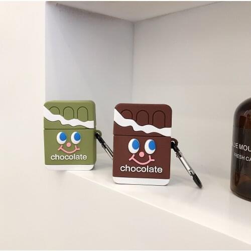 For Apple AirPods 1 3D Cartoon Soft Silicone Case for Airpods 2 Wireless Earphone Protect Cover Chocolate