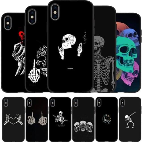 Funny Skull black Phone Case For iPhone 11 XR XS Max 7 8 6 6S Plus 5 5S SE 2020 Back Cover For iPhone 11 Pro Shell