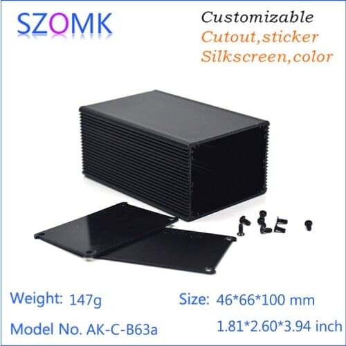 1 piece, 46*66*100mm hot sales diy aluminum box electrical project box black aluminum extrusion enclosure control box