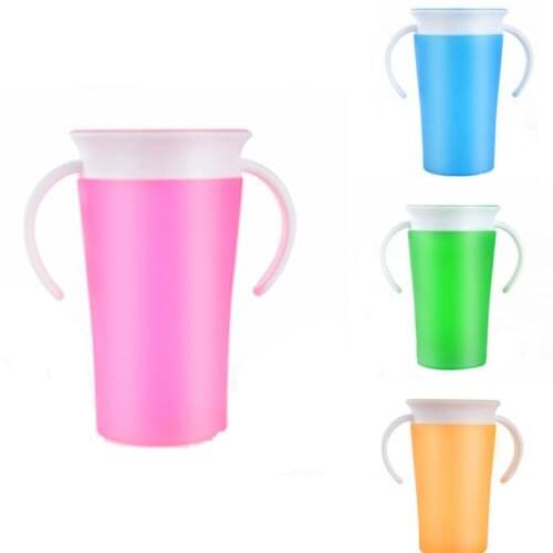 Kids Training Miracle Cups With Handles 360 Degree Drink Prevent Leaking 260ml
