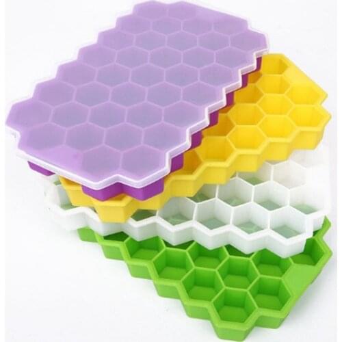 Ice Maker Mold 37 Grid * 4 Pieces Colorful Food Grade Silicone Ice Tray Mould with Cover