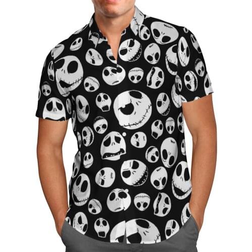 Skull 3D Beach Hawaiian 2021 Summer Black Shirt Short Sleeve Shirt Gothic Streetwear Oversized 5XL Camisa Social Chemise Homme