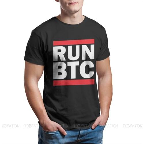 Bitcoin Cryptocurrency Miners Meme Crewneck TShirts RUN BTC Distinctive Mens T Shirt Funny Tops Size S-6XL