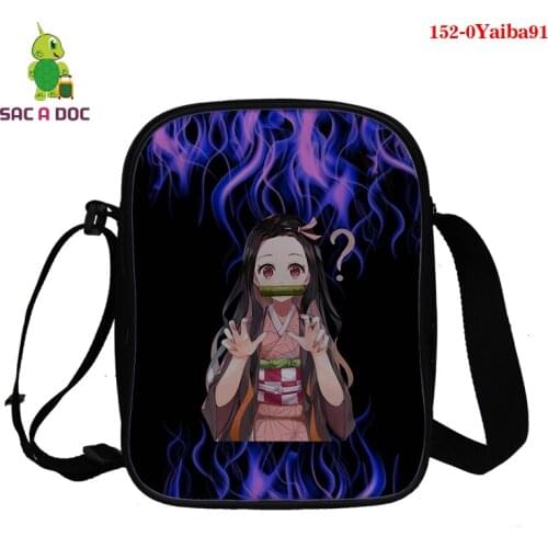 3D Cool Kimetsu No Yaiba Men Messenger Bag Boys Casual Shoulder Bag Kid Children Small Book Bags Anime Crossbody Bag for Girls