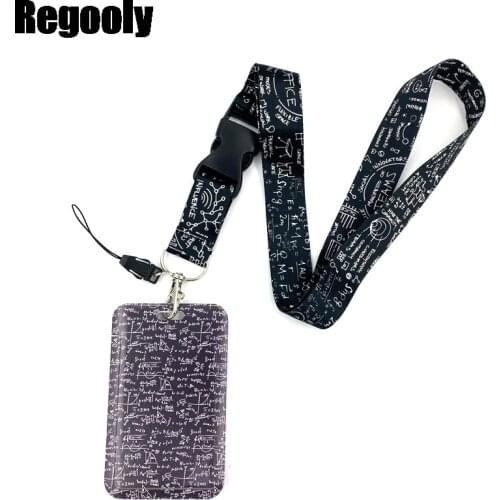Math Equation Lanyard Credit Card ID Holder Bag Student Women Travel Card Cover Badge Car Keychain Decorations