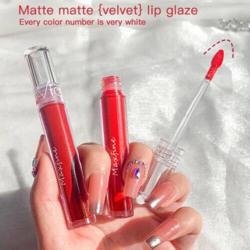 Maxfine 6 Colors Velvet Lip Glaze Matte Plump Lipstick Makeup Waterproof Long Lasting Not Easy To Discolor Sexy Make Up TSLM2