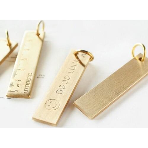 Cute Straight Rulers Small 6cm, Cooper Ruler Mini Pendant Key Rings Kawaii Accessory Tools Gift Set