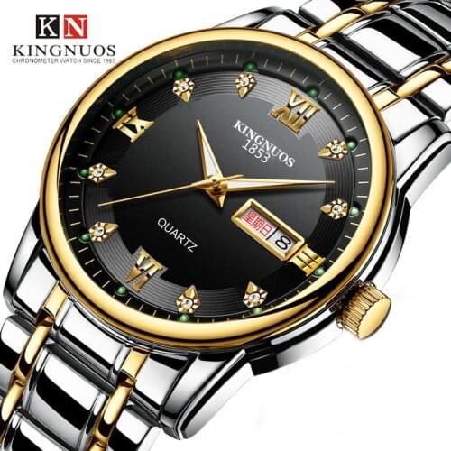Fashion Mens Watch Waterproof Luminous Mens Watch Steel Band Dual Calendar Quartz Watch Retro Watch Non-Mechanical Watch