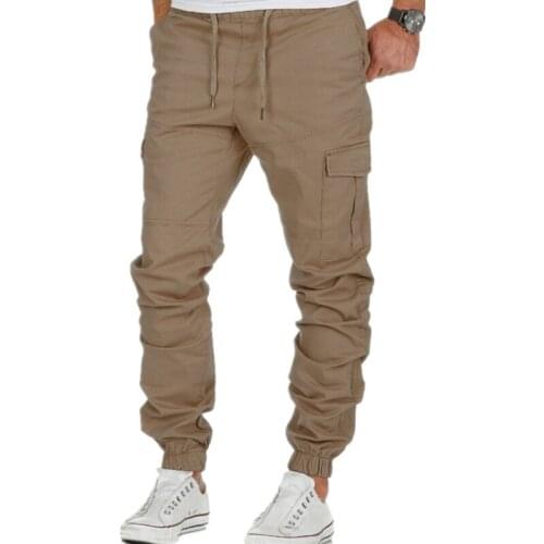 Mens fashion knitting fitness sweatpants outdoor gym running training skinny multi-pocket jogging squats Hip-hop cargo pants
