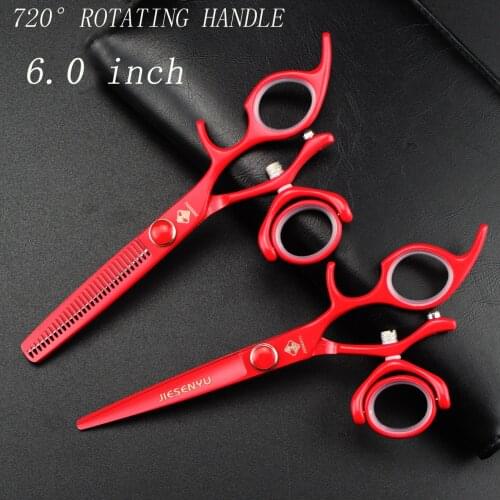 Hair Cutting Thinning Scissors Set Japan Professional Red 6 Inch Stainless Steel barber shop supreme hair sissors professional