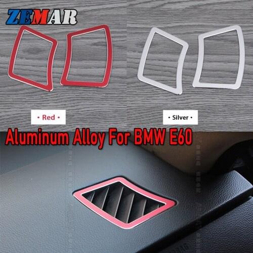 2pcs Aluminum Alloy Sticker For 2004-2010 BMW 5 Series E60 M Sports Center Console Dashboard Outlet Frame Covers Car Accessories
