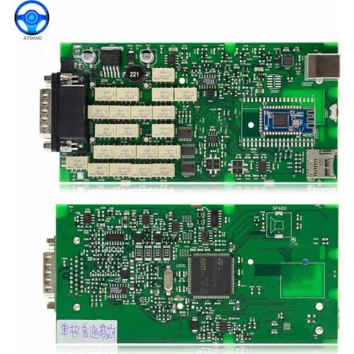 100% newest green relays Single Board PCB new vci With bluetooth 2017 version on cd with carton box ship free