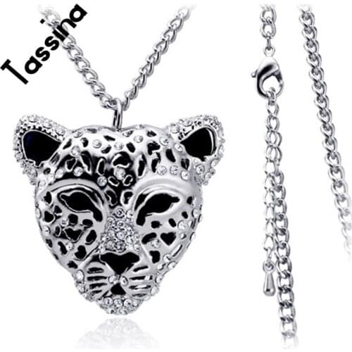 Tassina 2017 new Jewelry Rose Gold Color Plated Leopard Pendant Necklace for Woman Crystal Full Rhinestone TNY1278