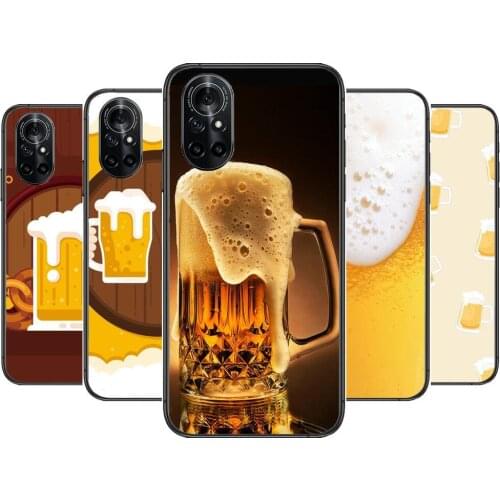 Beer mug Beer bubbles Clear Phone Case For Huawei Honor 20 10 9 8A 7 5T X Pro Lite 5G Black Etui Coque Hoesjes Comic Fash desi
